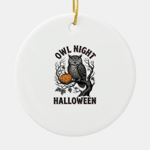 Halloween Uil Shirt Vintage Griezels Vogel Feest D Keramisch Ornament
