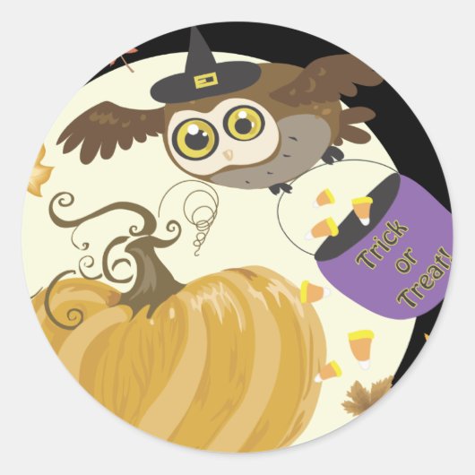 Halloween Uil Trick or treat Stickers (Voorkant)
