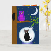 Halloween uil wenskaart kaart (Gele Bloem)