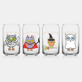Halloween Uilen Drinkware Set van 4 Blikvorm Glas