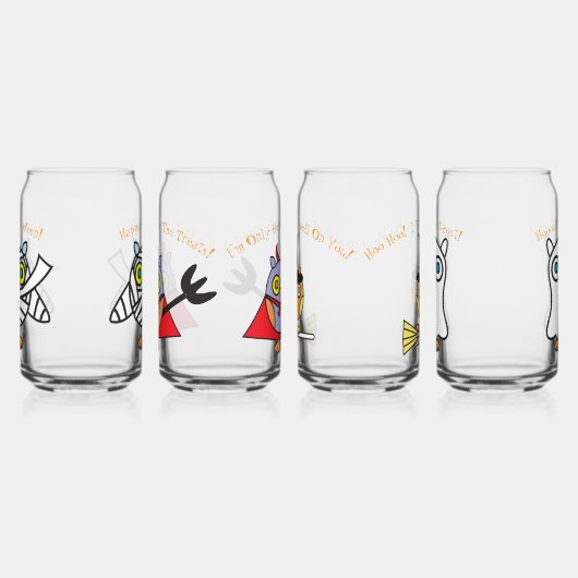 Halloween Uilen Drinkware Set van 4 Blikvorm Glas (Links)