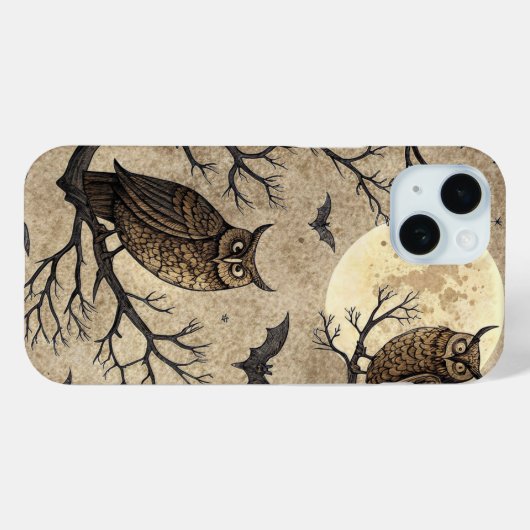  Halloween Uilen & Moon Case-Mate iPhone Case (Achterkant (horizontaal))