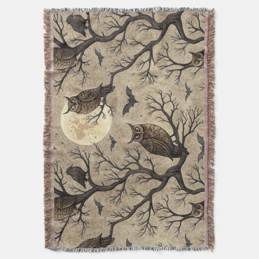 Halloween Uilen & Moon Deken (Voorkant Verticaal)