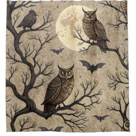  Halloween Uilen & Moon Douchegordijn