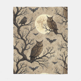 Halloween Uilen & Moon Fleece Deken