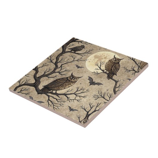  Halloween Uilen & Moon Tegeltje (Zijkant)