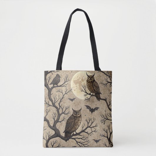  Halloween Uilen & Moon Tote Bag (Voorkant)