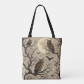  Halloween Uilen & Moon Tote Bag (Achterkant)
