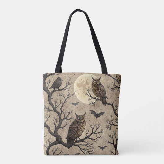 Halloween Uilen & Moon Tote Bag (Achterkant)