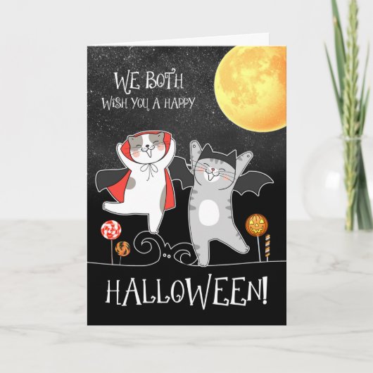Halloween uit ons beiden Funny Cats in Costumes Kaart (Voorkant)
