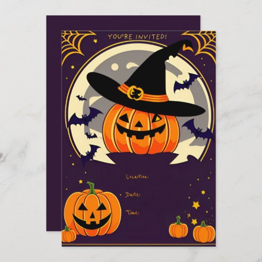 Halloween uitnodigen kaart (Voorkant / Achterkant)