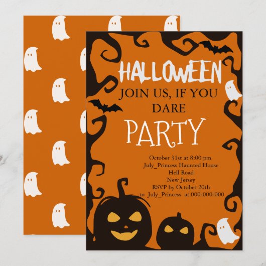 Halloween Uitnodiging (Voorkant / Achterkant)