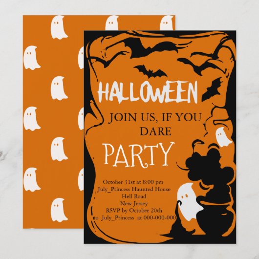 Halloween Uitnodiging (Voorkant / Achterkant)