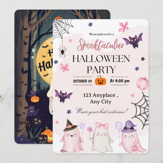 Halloween Uitnodiging (Voorkant / Achterkant)