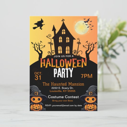 Halloween uitnodiging (Staand voorkant)