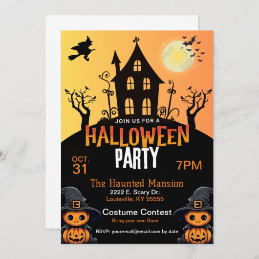 Halloween Uitnodiging (Voorkant / Achterkant)