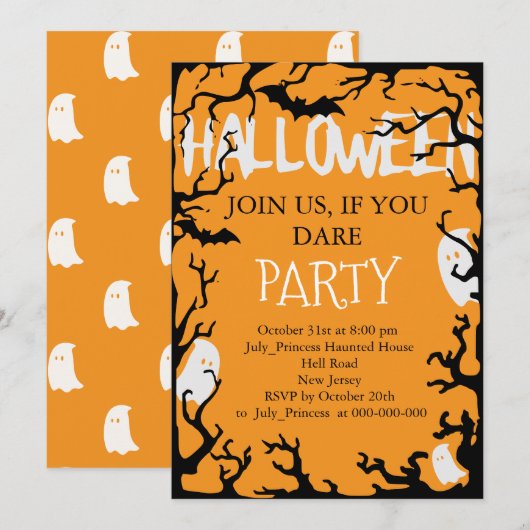 Halloween Uitnodiging (Voorkant / Achterkant)