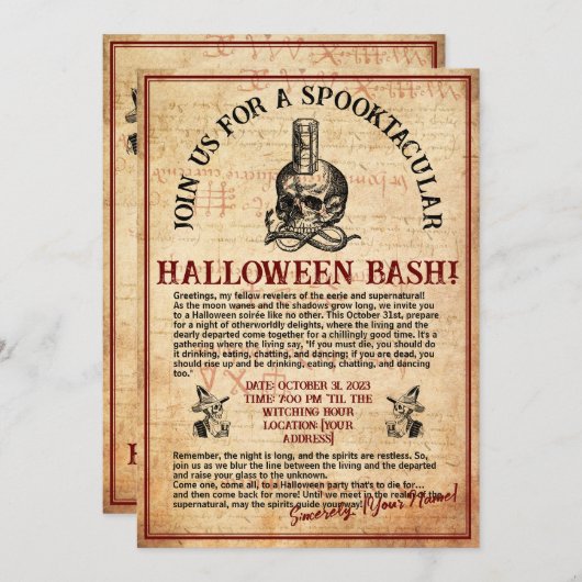 Halloween uitnodiging #3 (Voorkant / Achterkant)