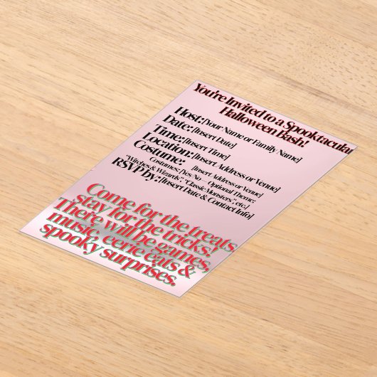 Halloween uitnodiging acryl uitnodiging (Laagn)