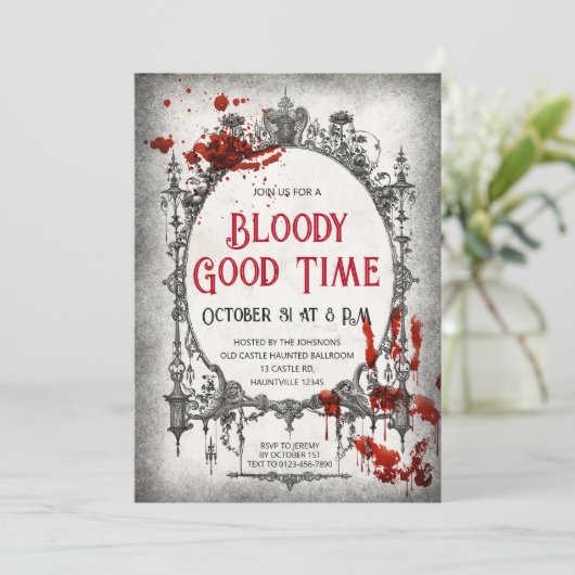 Halloween uitnodiging Bloody Good Time (Staand voorkant)