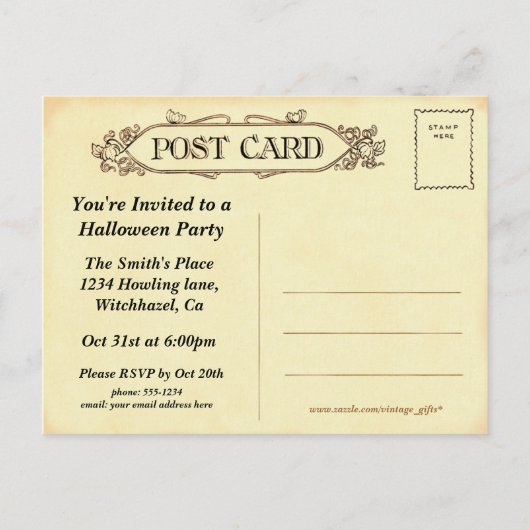  Halloween Uitnodiging Briefkaart (Achterkant)