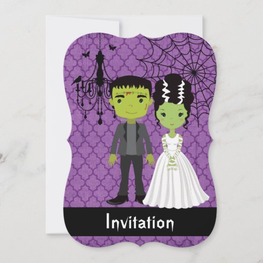 Halloween Uitnodiging Bruid van Frankenstein (Voorkant)
