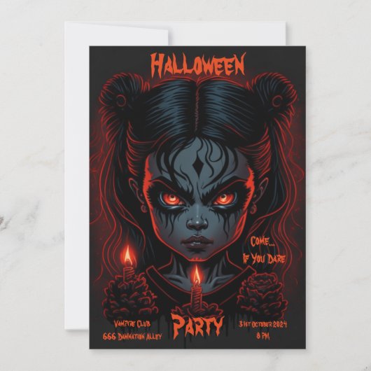 Halloween Uitnodiging - Creepy Girl (Voorkant)