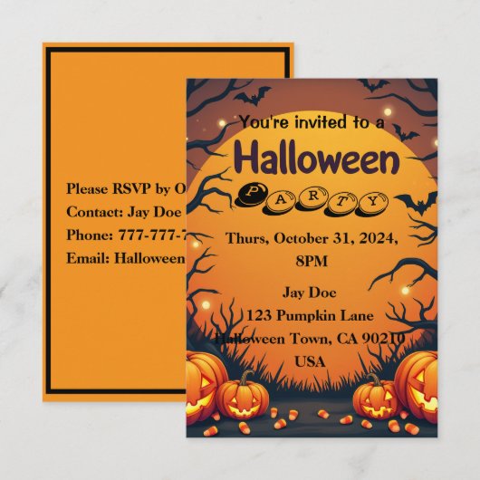 Halloween Uitnodiging - Doe mee voor een feest! (Voorkant / Achterkant)