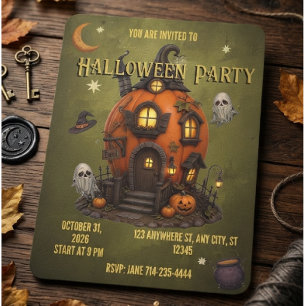 Halloween uitnodiging Geheime huis uitnodiging