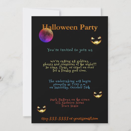 Halloween Uitnodiging Gelukkige Pompoenen (Achterkant)