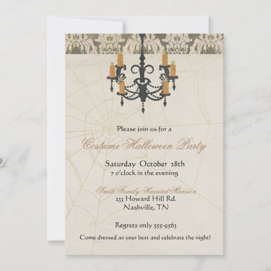 Halloween Uitnodiging Griezelige Kroonluchter (Voorkant)