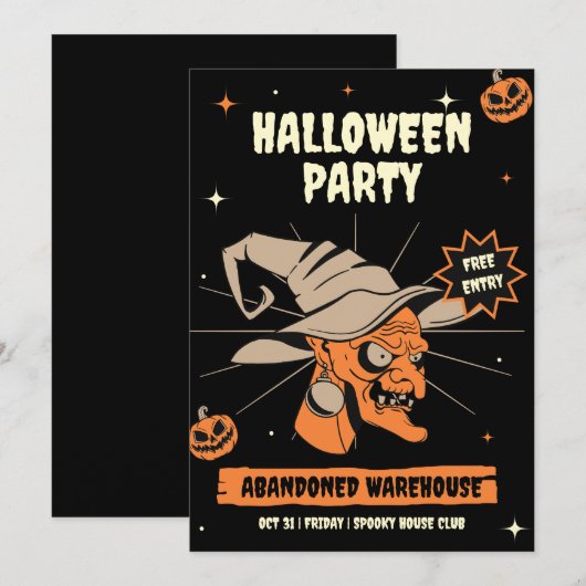  Halloween uitnodiging, Halloween nacht Kaart (Voorkant / Achterkant)