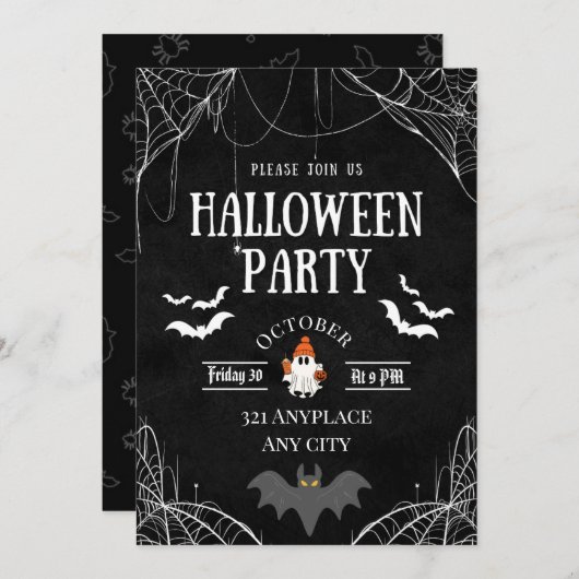 Halloween-uitnodiging Kaart (Voorkant / Achterkant)