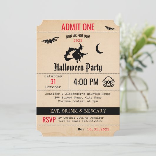 Halloween-uitnodiging Kaart (Staand voorkant)