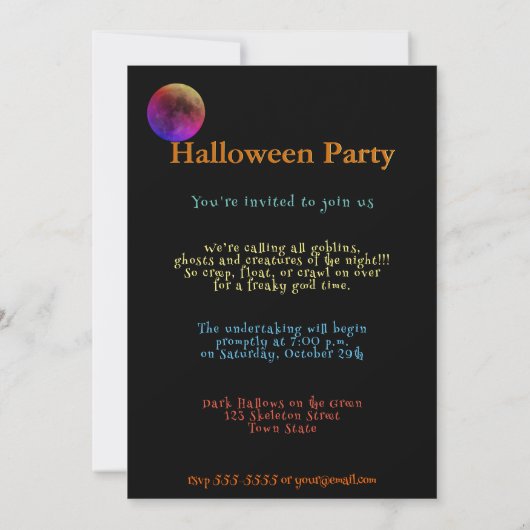 Halloween uitnodiging kind heksen gelukkig pompoen (Achterkant)