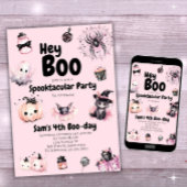 Halloween Uitnodiging Kinder Schattigee Roze Verja