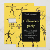 Halloween-uitnodiging met dansskeletten kaart (Voorkant / Achterkant)