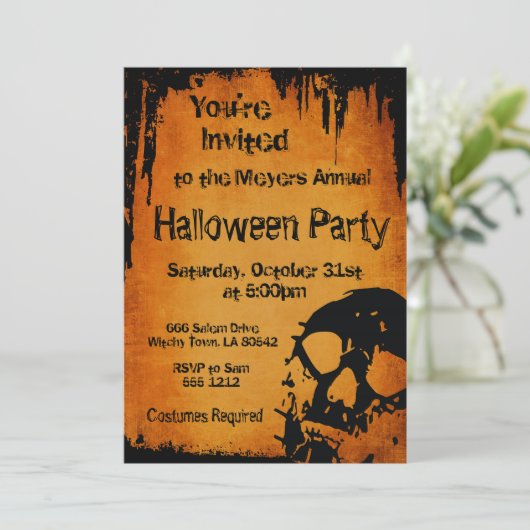 Halloween Uitnodiging met Skull (Staand voorkant)