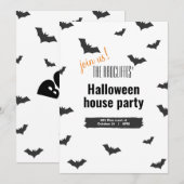 Halloween-uitnodiging met vleermuizen kaart (Voorkant / Achterkant)