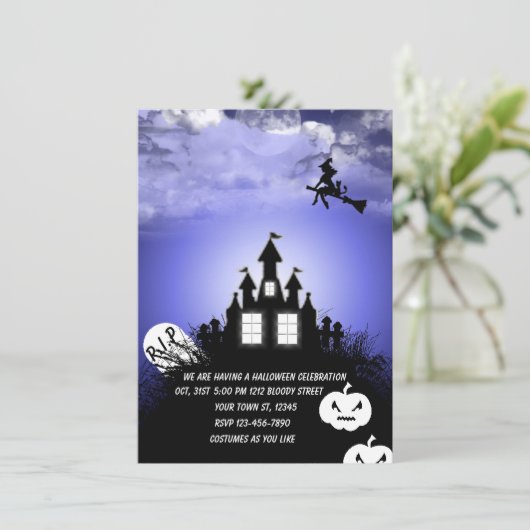 Halloween uitnodiging schrijf uw tekst (Staand voorkant)