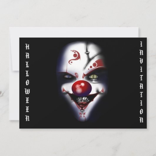 halloween-uitnodiging-schuine clown kaart (Voorkant)