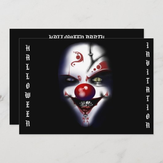 halloween-uitnodiging-schuine clown kaart (Voorkant / Achterkant)