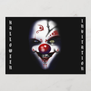 halloween-uitnodiging-schuine clown kaart
