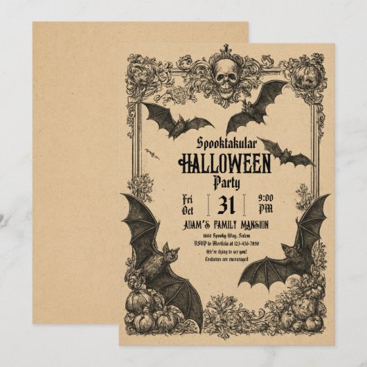  Halloween Uitnodiging Sjabloon (Voorkant / Achterkant)