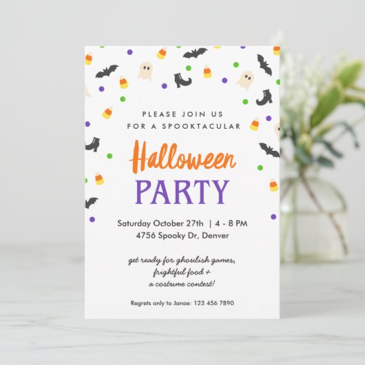 Halloween Uitnodiging | Spooktaculair | Partij (Staand voorkant)