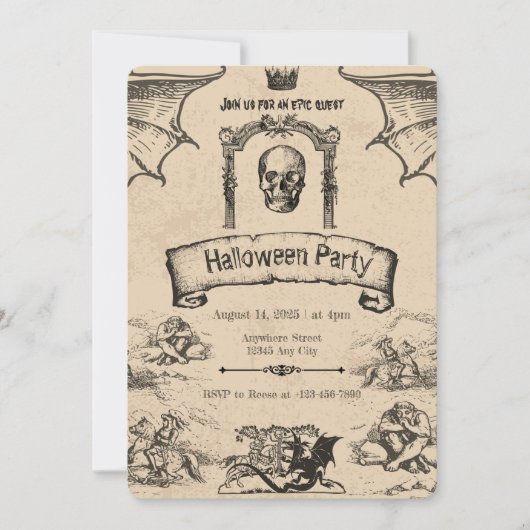  Halloween Uitnodiging: Spooky Elegance Kaart (Voorkant)