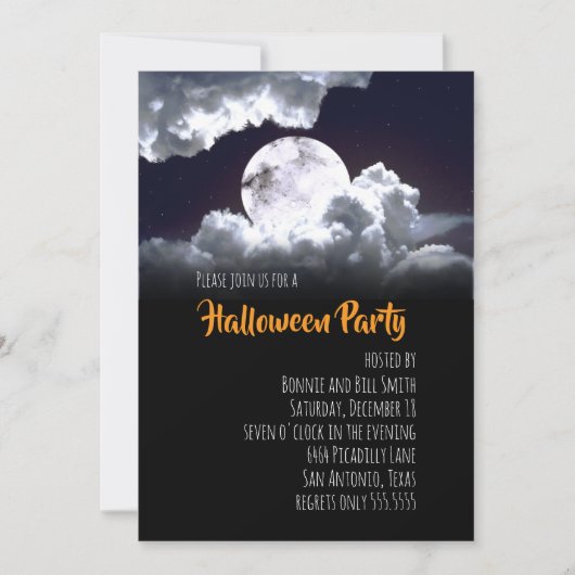 Halloween Uitnodiging Volle maan (Voorkant)