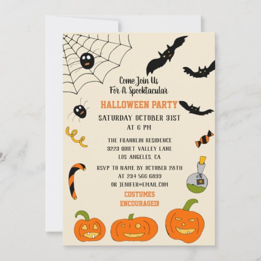 Halloween uitnodiging voor kinderen en volwassenen (Voorkant)
