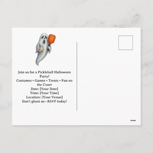 Halloween uitnodiging voor Pickleball Speler Feest (Achterkant)