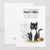Halloween Uitnodiging Zwarte Kat Feestje (Voorkant / Achterkant)